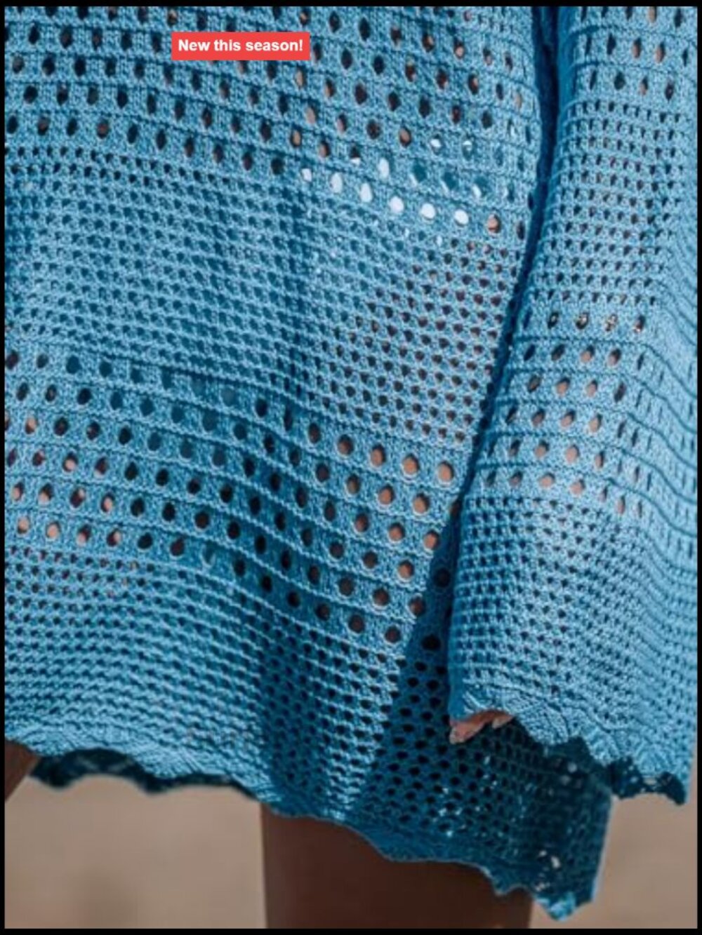 Crochet Swimsuit Cover Up Mesh Beach Dress Knit Pullover Long Sleeve - Picture 4 of 6